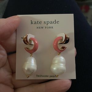 Kate Spade Pink Hoop and Pearl Earrings